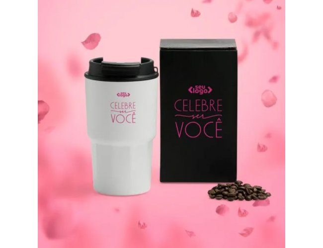 Copo T�rmico Em A�o Inox - Branco - 450 Ml